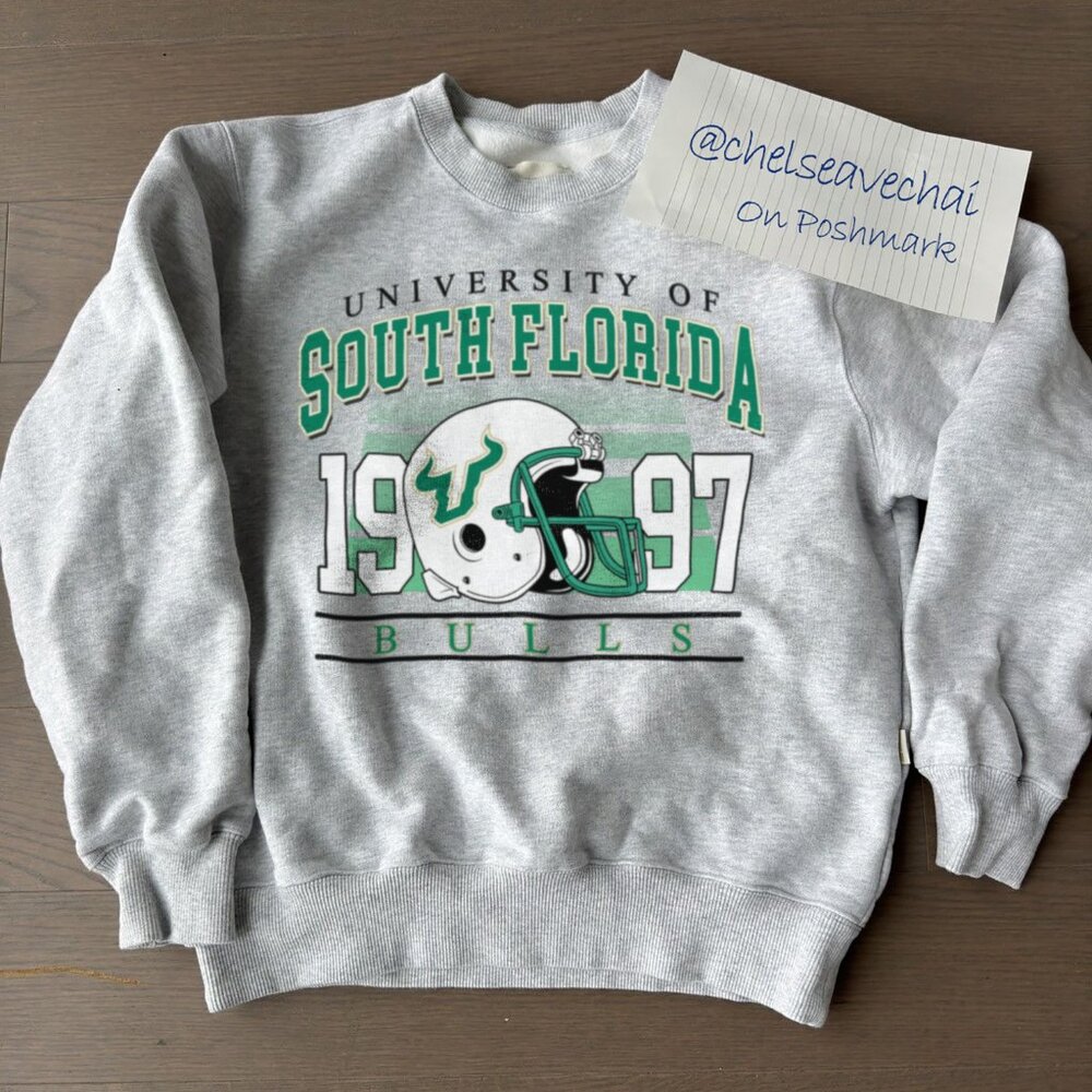 Vintage University of South Florida Bulls Football Sweatshirt, Retro NCAA Shirt